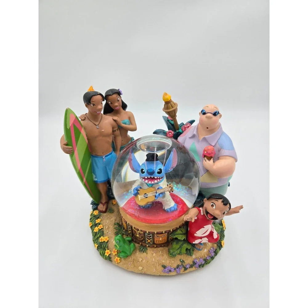 Disney Lilo & Stitch‎ Musical Snow Globe Elvis Ohana Beach Hound Dog READ FLAWED